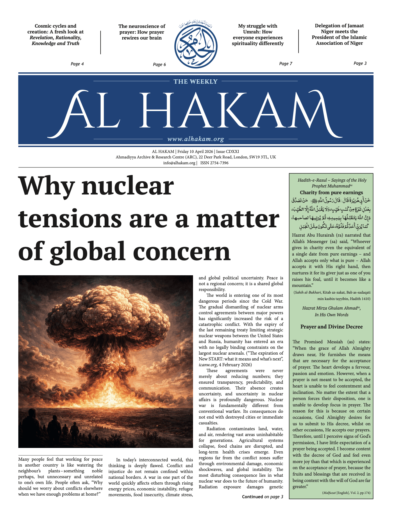 Why nuclear tensions are a matter of global concern (Al Hakam – 10 April 2026)