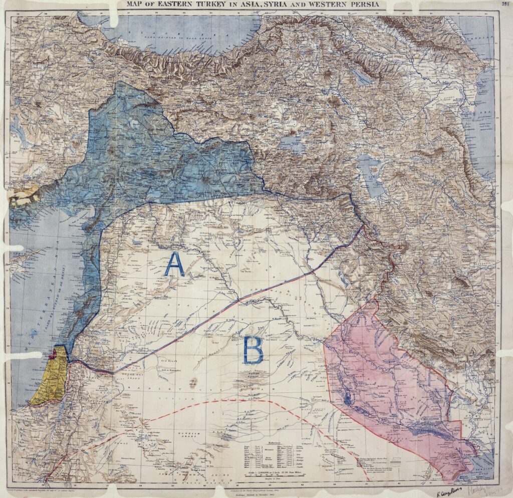 MPK1 426 Sykes Picot Agreement Map signed 8 May 1916