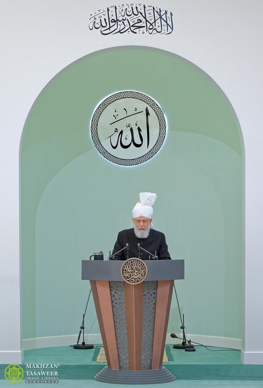 Huzoor delivering the Friday Sermon from Mubarak Mosque, Islamabad