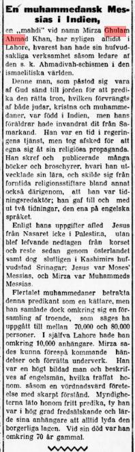 Truth prevails: The Promised Messiah in Finnish newspapers